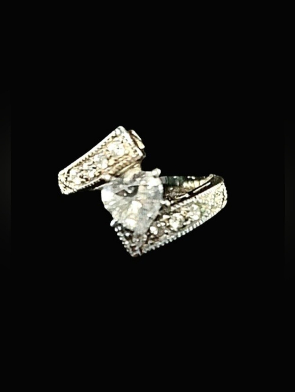 925 Sterling Silver Heart & Round Clear CZ Ring Size 7